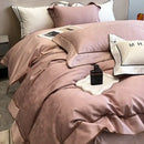 Gold jacquard satin and egyptian cotton patchwork bedding set bedroom