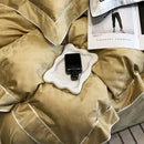 Gold jacquard satin and egyptian cotton patchwork bedding set bedroom