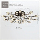 Gold leaf crystal ceiling chandelier led for living room