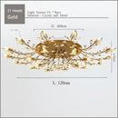 Gold leaf crystal ceiling chandelier led for living room