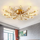Gold leaf crystal ceiling chandelier led for living room