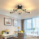 Gold leaf decorbites crystal ceiling chandelier living room light