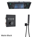 Gold led rainfall waterfall head and bathtub mixer tap bathroom system