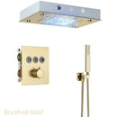 Gold led rainfall waterfall head and bathtub mixer tap bathroom system
