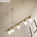 Gold linear island pendant light dining room 5 light metal fixture