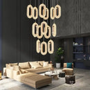 Gold lustre oval acrylic chandelier dining room pendant light