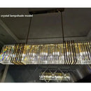 Gold lustre steel crystal pendant light dining room rectangular fixture