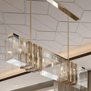 Gold lustre steel crystal pendant light dining room rectangular fixture