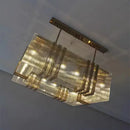 Gold lustre steel crystal pendant light dining room rectangular fixture