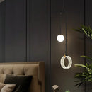 Gold luxury led pendant light bedroom glass spheres and rings