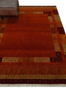 5x7 Gold and Rust Hand Woven Southwestern Lori Gabbeh Wool Rug