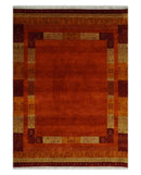 5x7 Gold and Rust Hand Woven Southwestern Lori Gabbeh Wool Rug