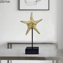 Gold mermaid statue resin sculpture living room dolphin ornament