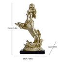 Gold mermaid statue resin sculpture living room dolphin ornament