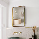 Gold Metal Framed Wall Mount or Recessed Bathroom Medicine Cabinet with Mirror