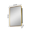 Gold Metal Framed Wall Mount or Recessed Bathroom Medicine Cabinet with Mirror