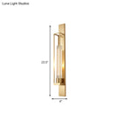 DecorBites™ Gold Metal Linear Sconce Lighting with Ribbed Glass Shade - Modern Corner Wall Mount Lamp