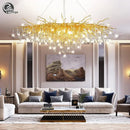 Gold nordic crystal chandelier dining room branch design