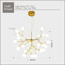 Gold nordic firefly led chandelier dining room glass pendant light
