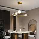Gold nordic ring led chandelier dining room modern glass pendant