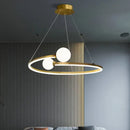 Gold nordic ring led chandelier dining room modern glass pendant