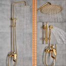 Gold rainfall and waterfall shower faucet set bathroom system