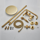 Gold rainfall and waterfall shower faucet set bathroom system