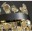 Gold rectangular crystal pendant chandelier for dining room
