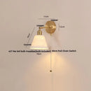 Gold ruffled glass wall light fixture bedroom pull chain lamp