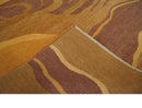 Gold, Rust and Brown Modern abstract 5x8 Handloom Wool Area Rug