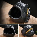 Gold & silver bulldog ceramic ashtray office desktop decor