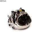 Gold & silver bulldog ceramic ashtray office desktop decor