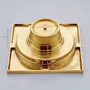 Gold square bathroom shower drain with interchangeable grates