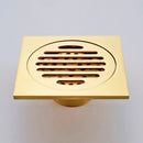 Gold square bathroom shower drain with interchangeable grates