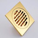 Gold square bathroom shower drain with interchangeable grates