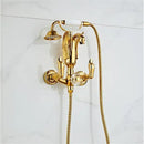 Gold swan bathtub faucet set bathroom shower with crystal knob