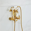 Gold swan bathtub faucet set bathroom shower with crystal knob