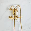 Gold swan bathtub faucet set bathroom shower with crystal knob