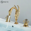 Gold swan crystal handle bathroom faucet – basin mixer tap