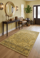 Gold Traditional Floral Design Hand Tufted Overdyed Wool Area Rug