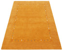 Gold Tribal Border Design Hand Loomed Wool Area Rug