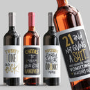Gold Vulgar 21st Birthday Birthday Wine Label Set