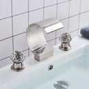Gold waterfall double handle basin faucet bathroom crystal knob