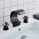 Gold waterfall double handle basin faucet bathroom crystal knob