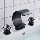 Gold waterfall double handle basin faucet bathroom crystal knob