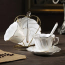 Gold wave white bone china cup set dining room porcelain tea set
