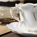 Gold wave white bone china cup set dining room porcelain tea set