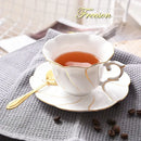 Gold wave white bone china cup set dining room porcelain tea set