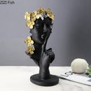 Gold white and black garland figure resin sculpture living room decor