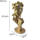Gold white and black garland figure resin sculpture living room decor